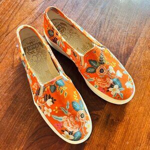 Keds X Rifle Paper Company Women's Tropical Floral Slip-On‎ Sneakers Orange Size
